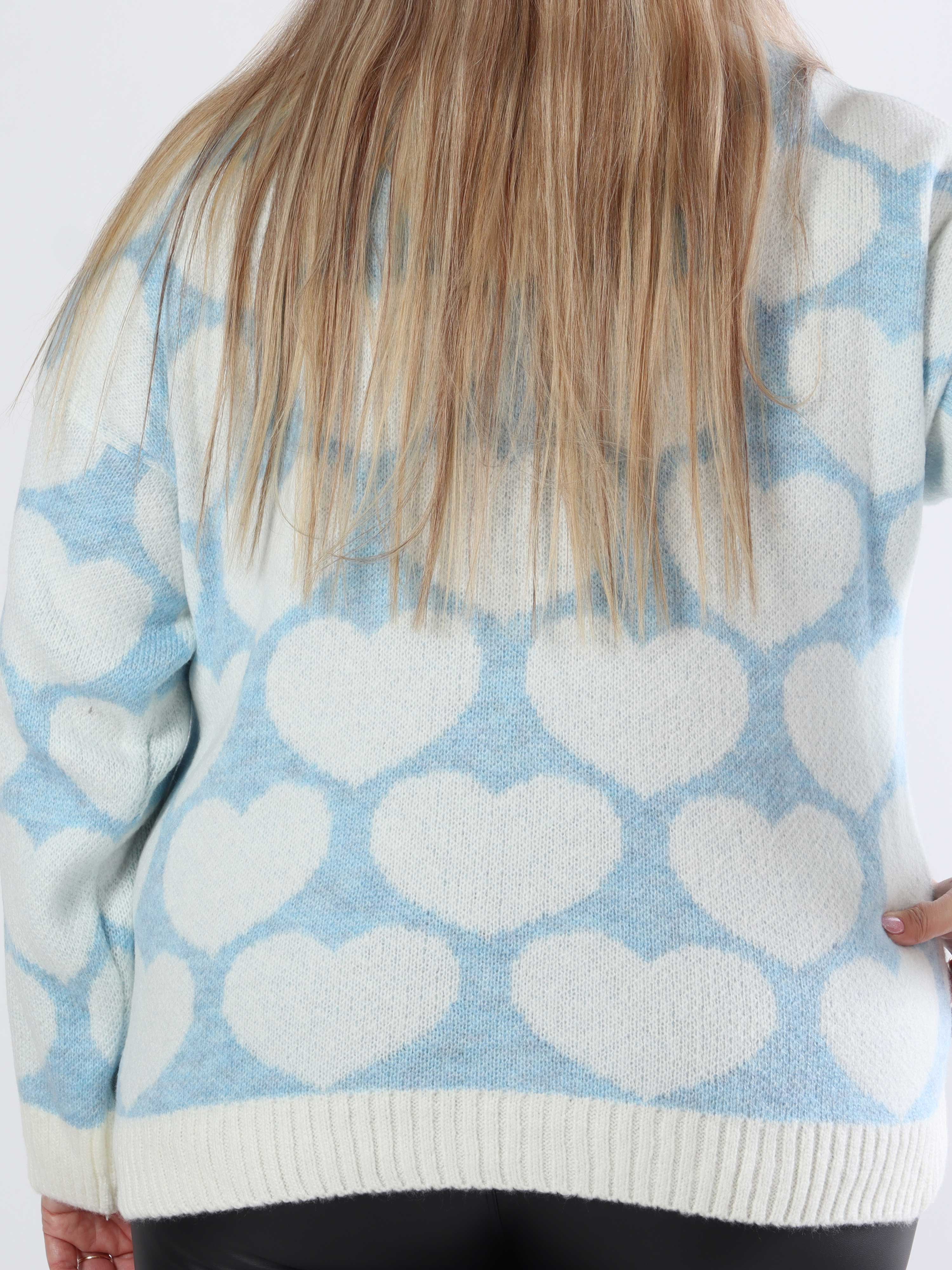 Saidy - Tjock plus size stickad blus med hjärtan